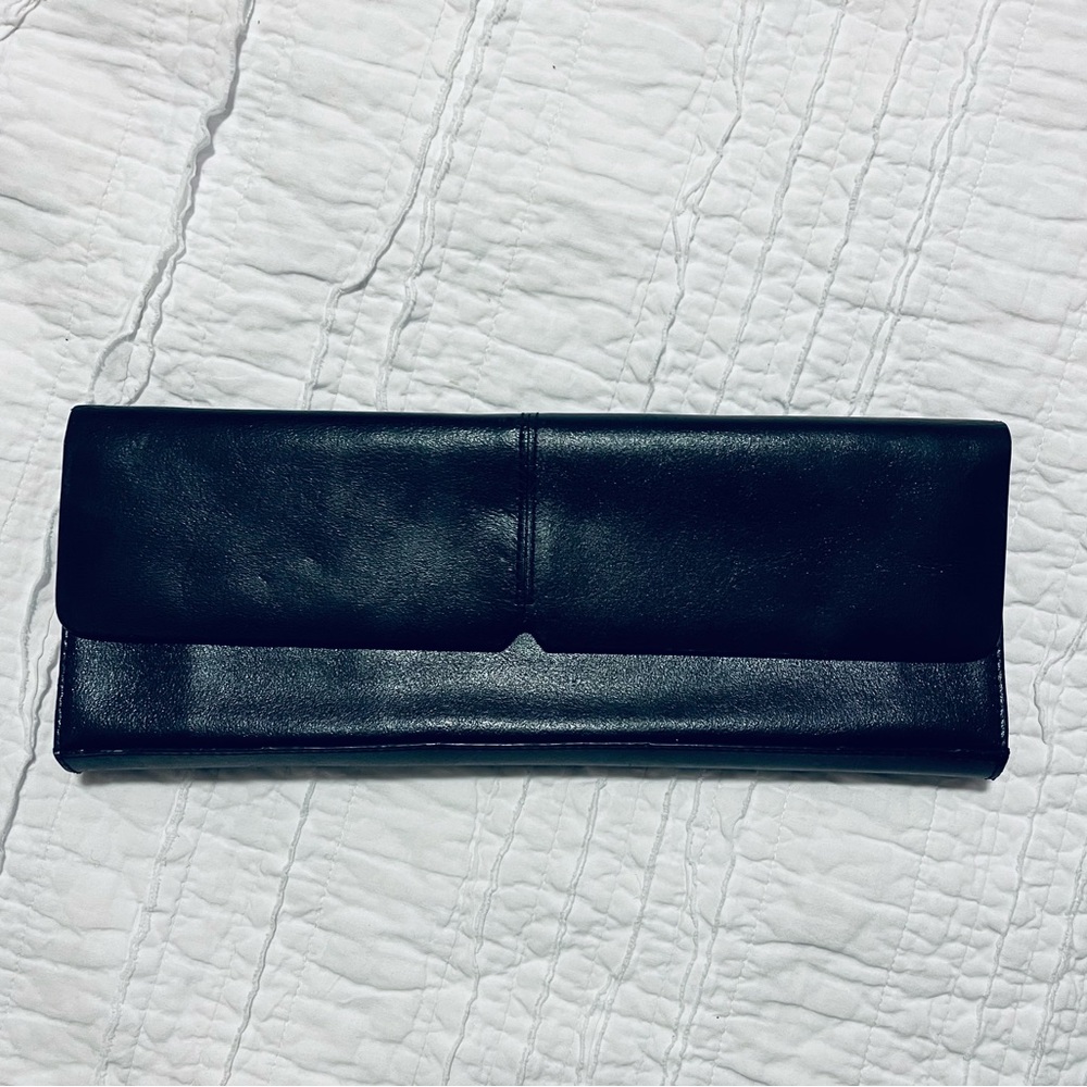 Alfani Black Genuine Leather Clutch Wristlet Handbag